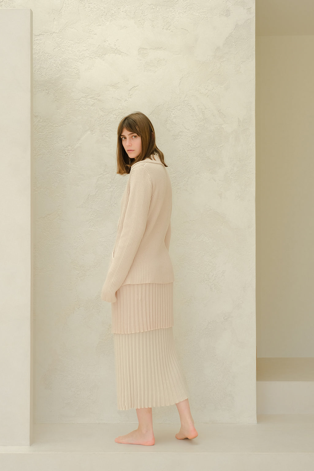 COTTON PLISSÈ LONG SKIRT