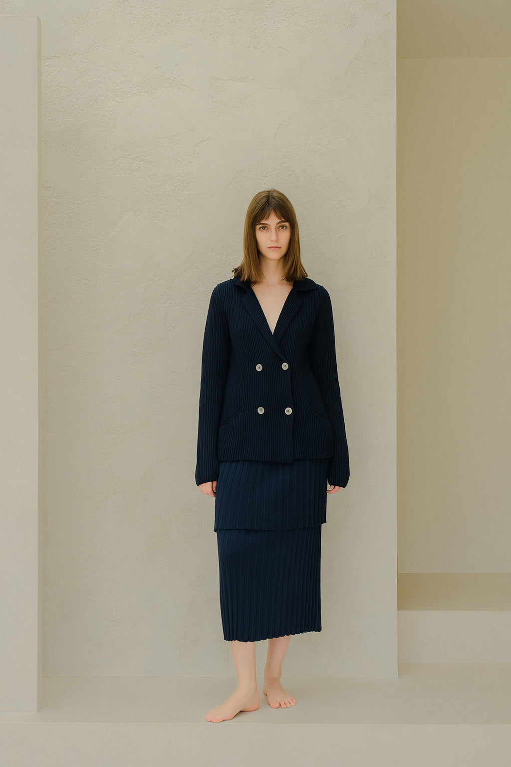 COTTON PLISSÈ LONG SKIRT