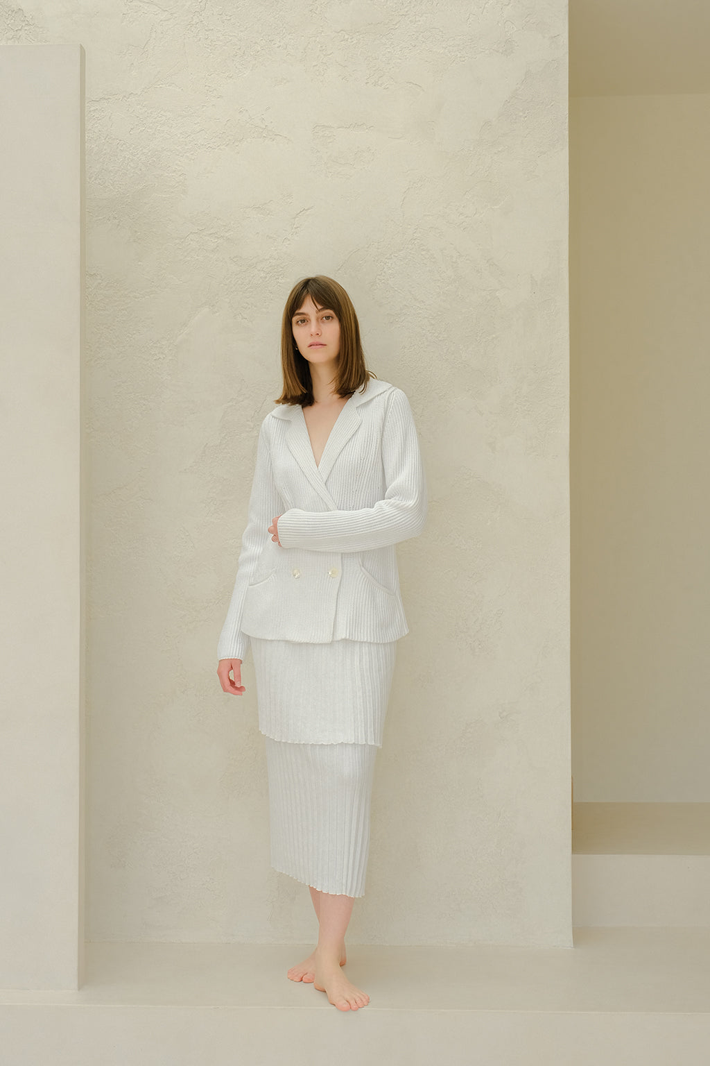 COTTON PLISSÈ LONG SKIRT