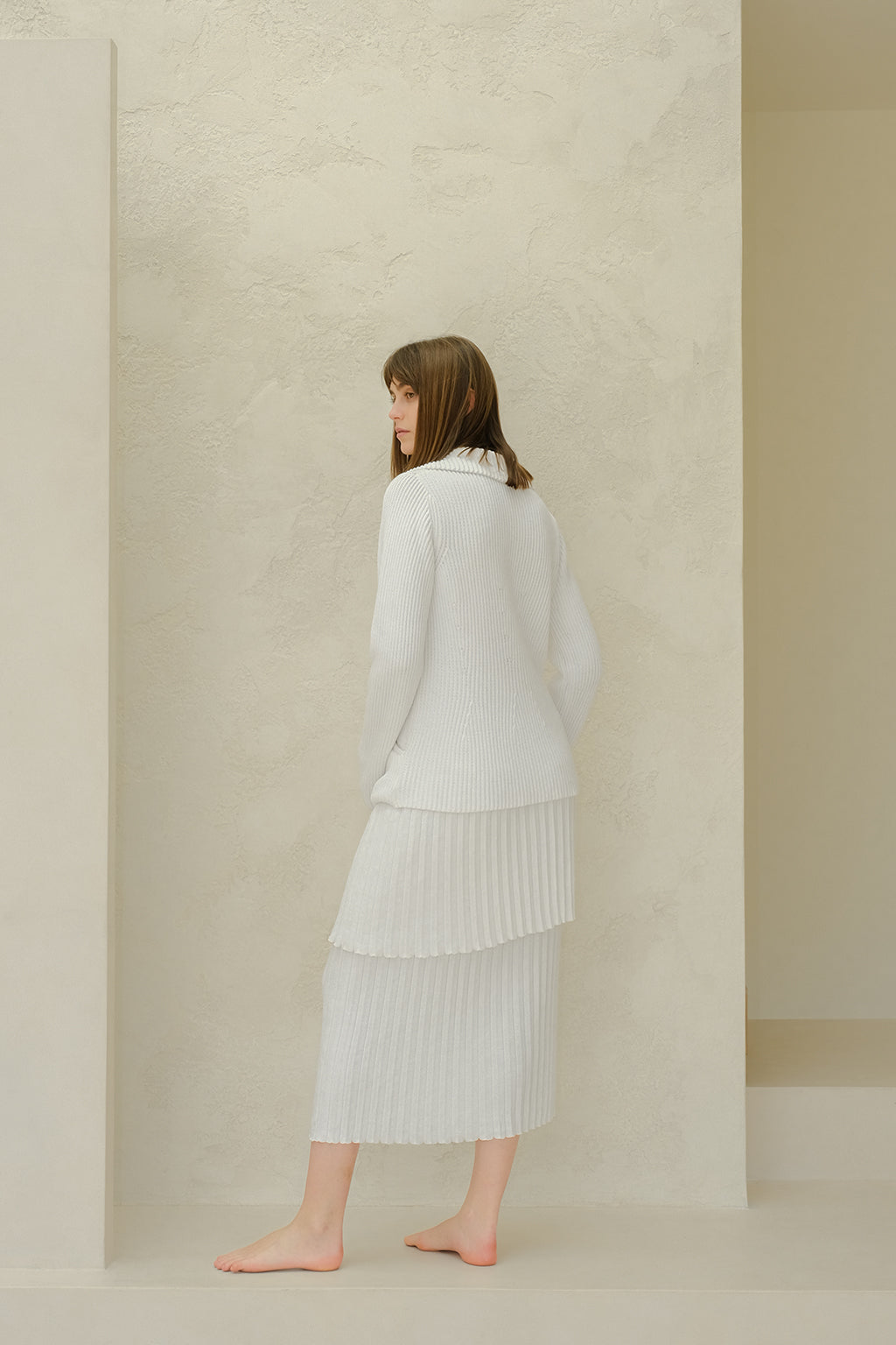 COTTON PLISSÈ LONG SKIRT