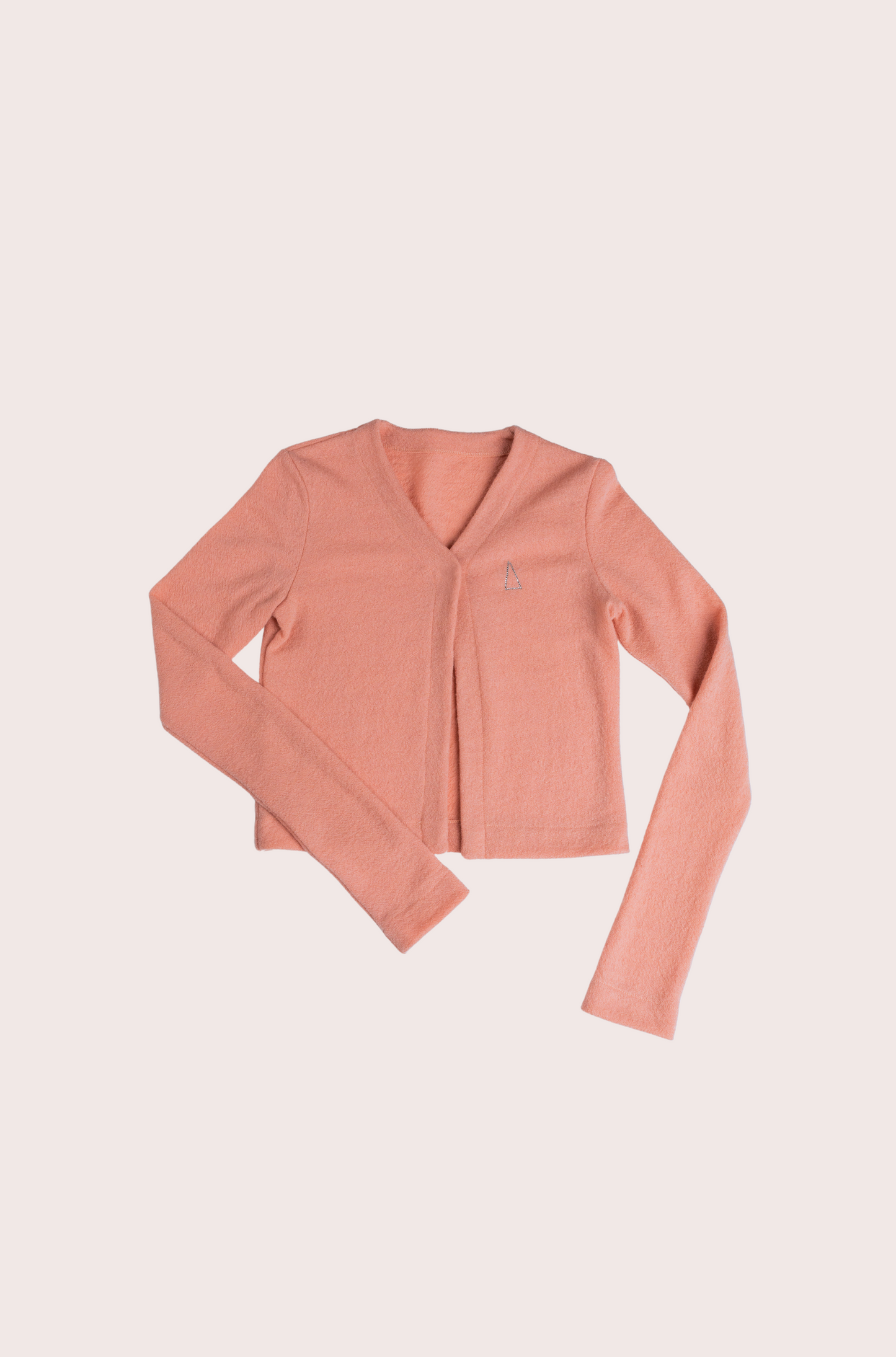 PALE PINK LONG SLEEVE WOOL CARDIGAN