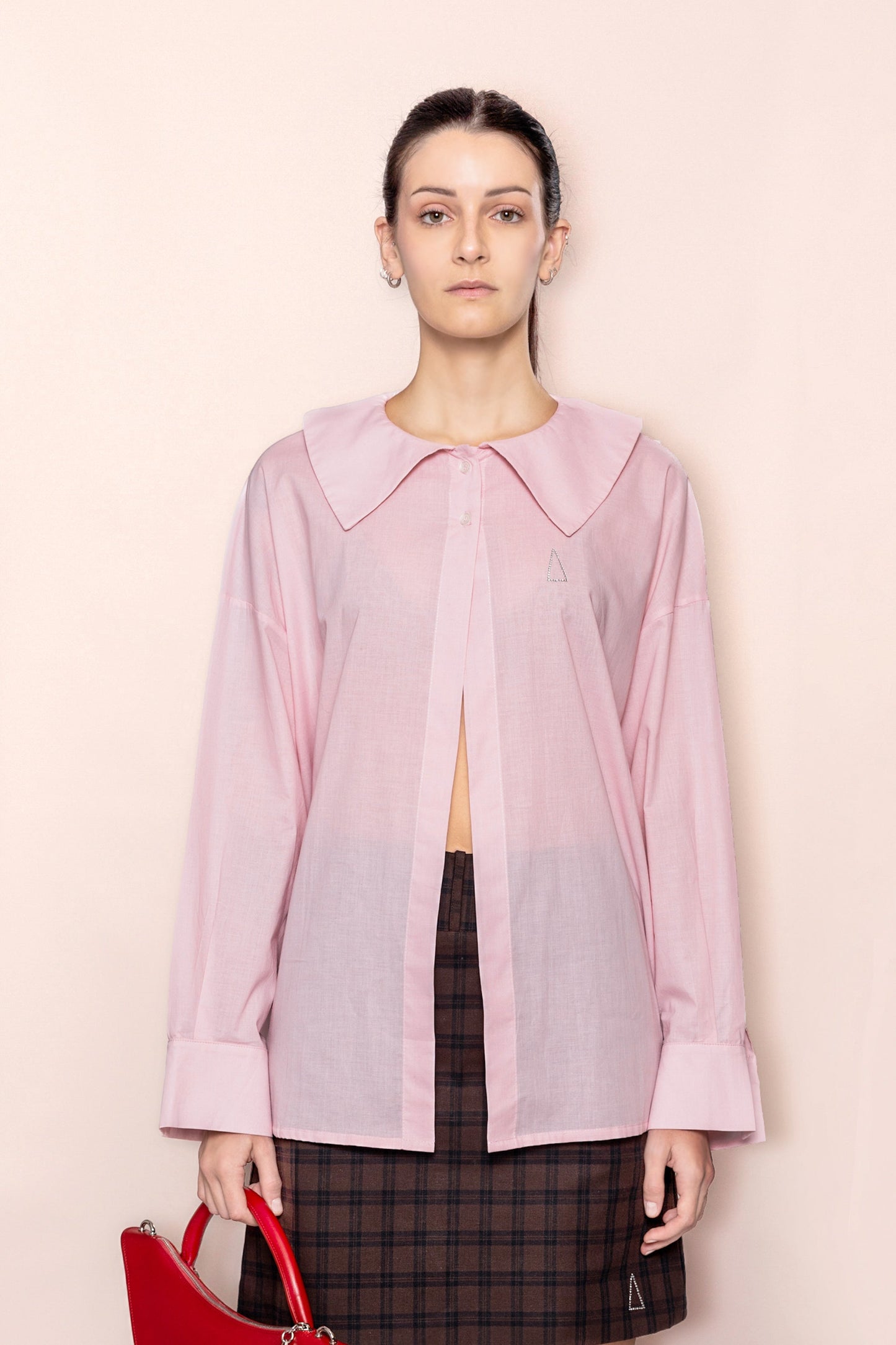 BABY ROSE OVERSIZED SHIRT WITH DUO BUTTON