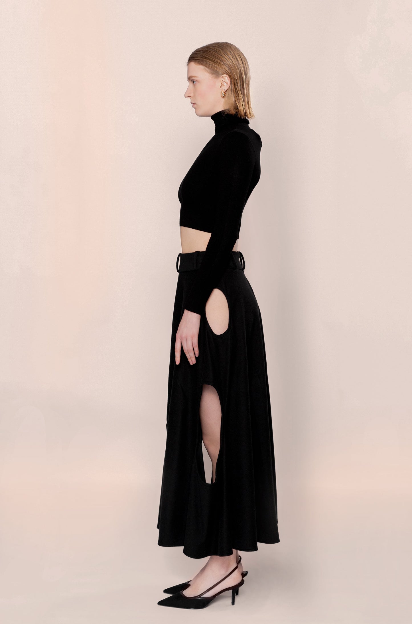 BLACK MAXI SKIRT WITH LUNAR CRATERS