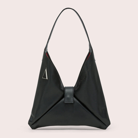 BLACK TOPO "MARA BAG" IN NAPPA CALFSKIN LEATHER