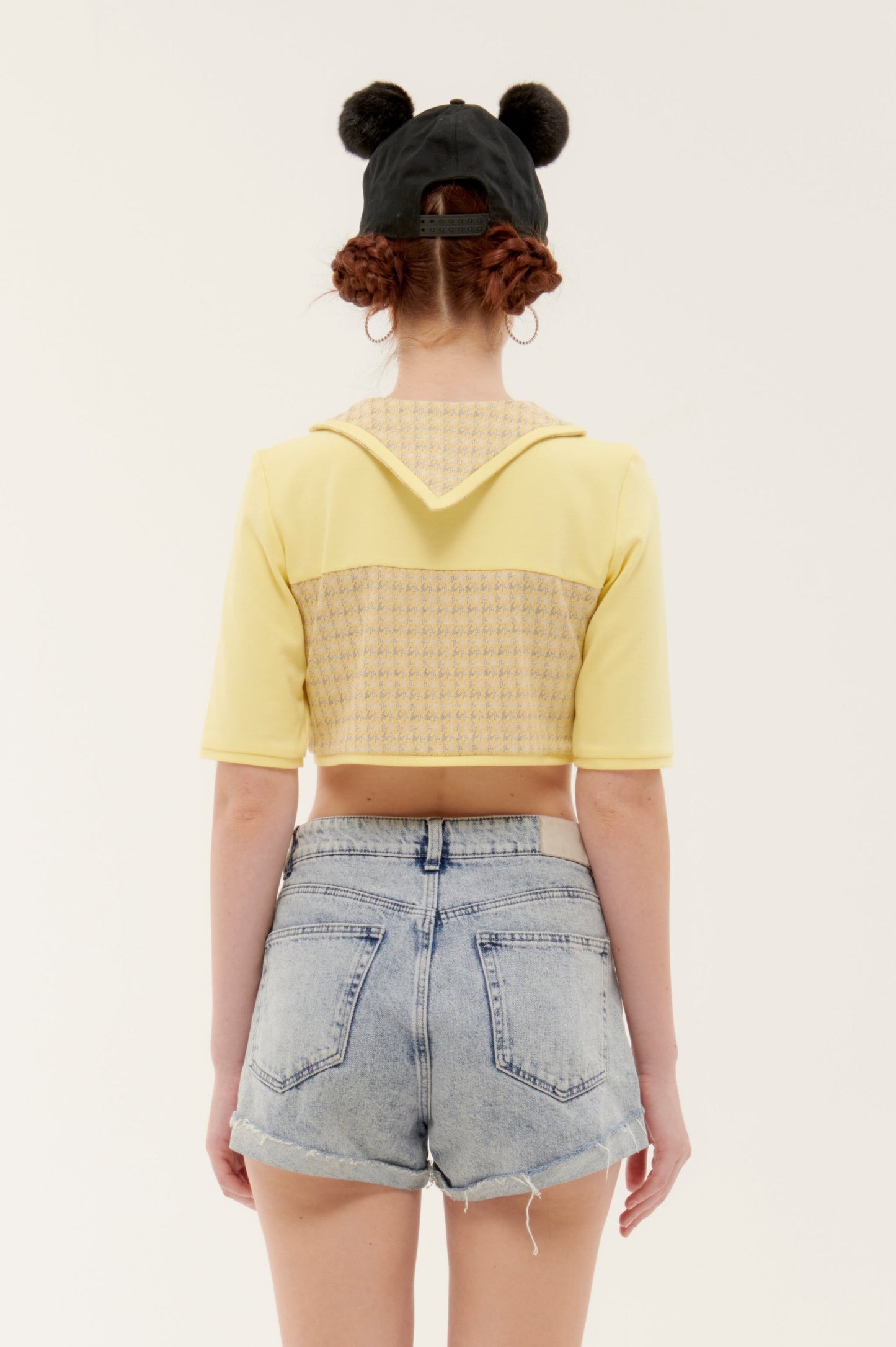 YELLOW COTTON SHORT SLEEVE  "TOKIO CROP TOP"