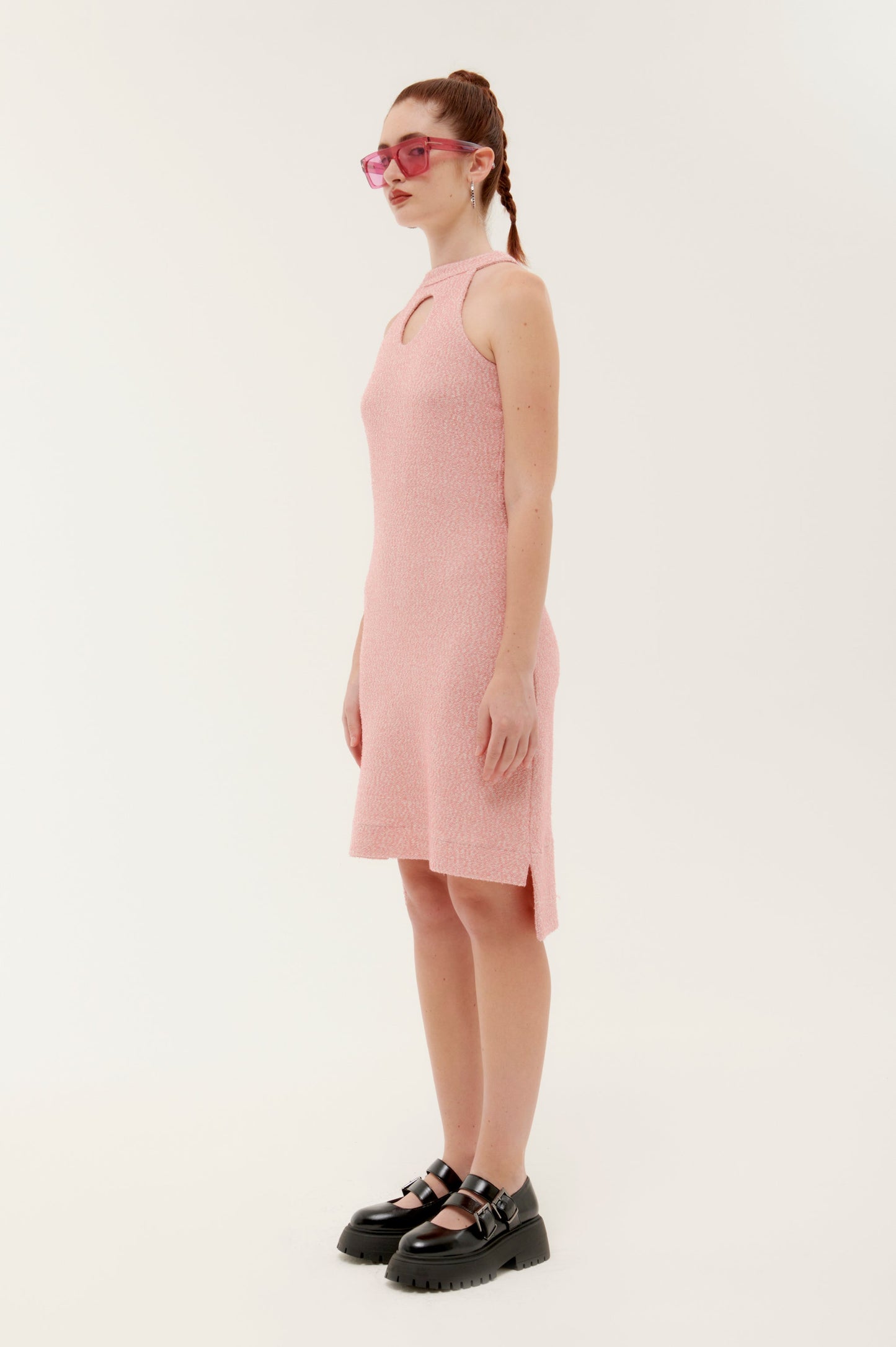 PINK TEXTURED MINI "MOON DRESS"