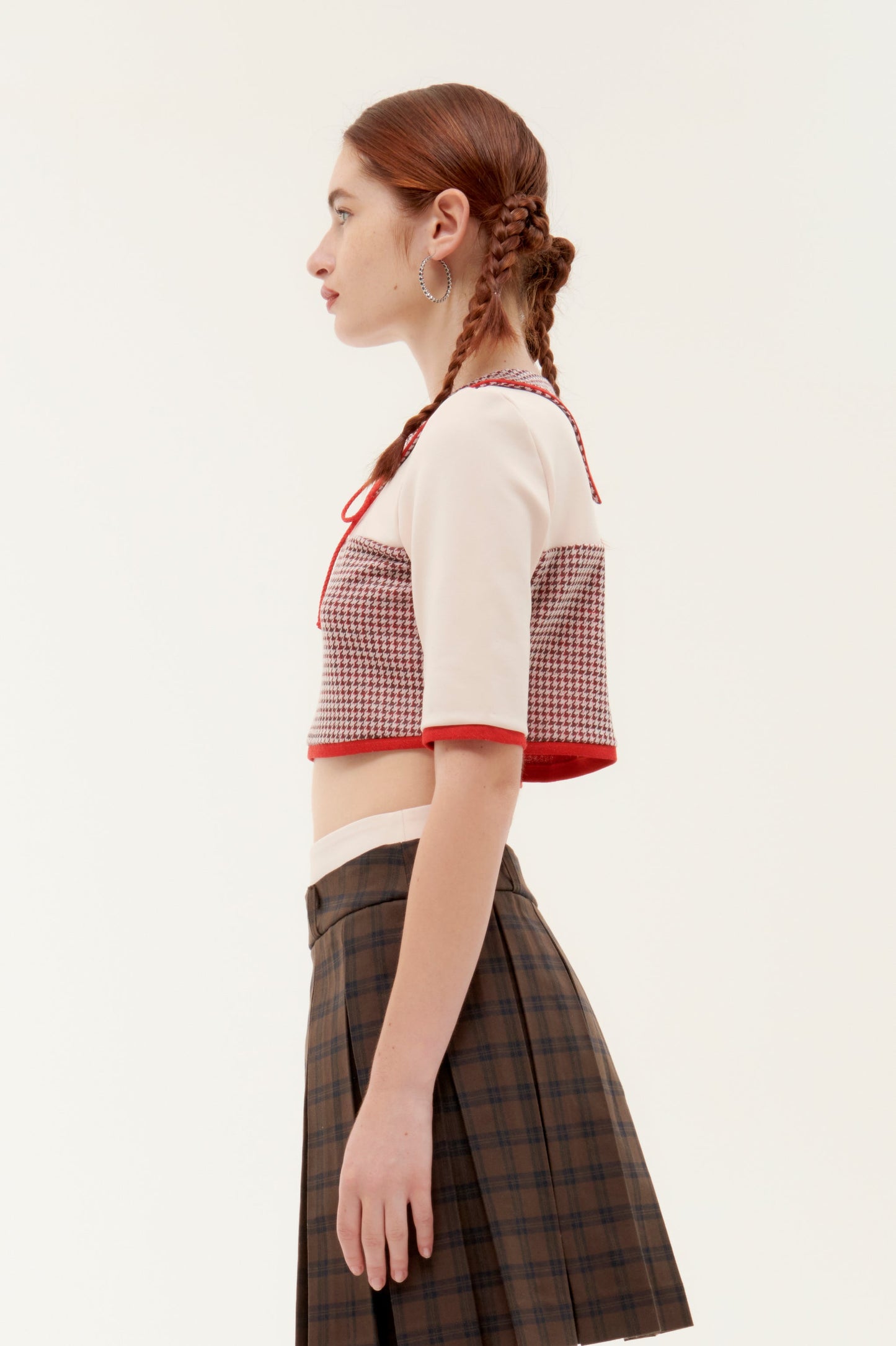 RED COTTON SHORT SLEEVE  "TOKIO CROP TOP"