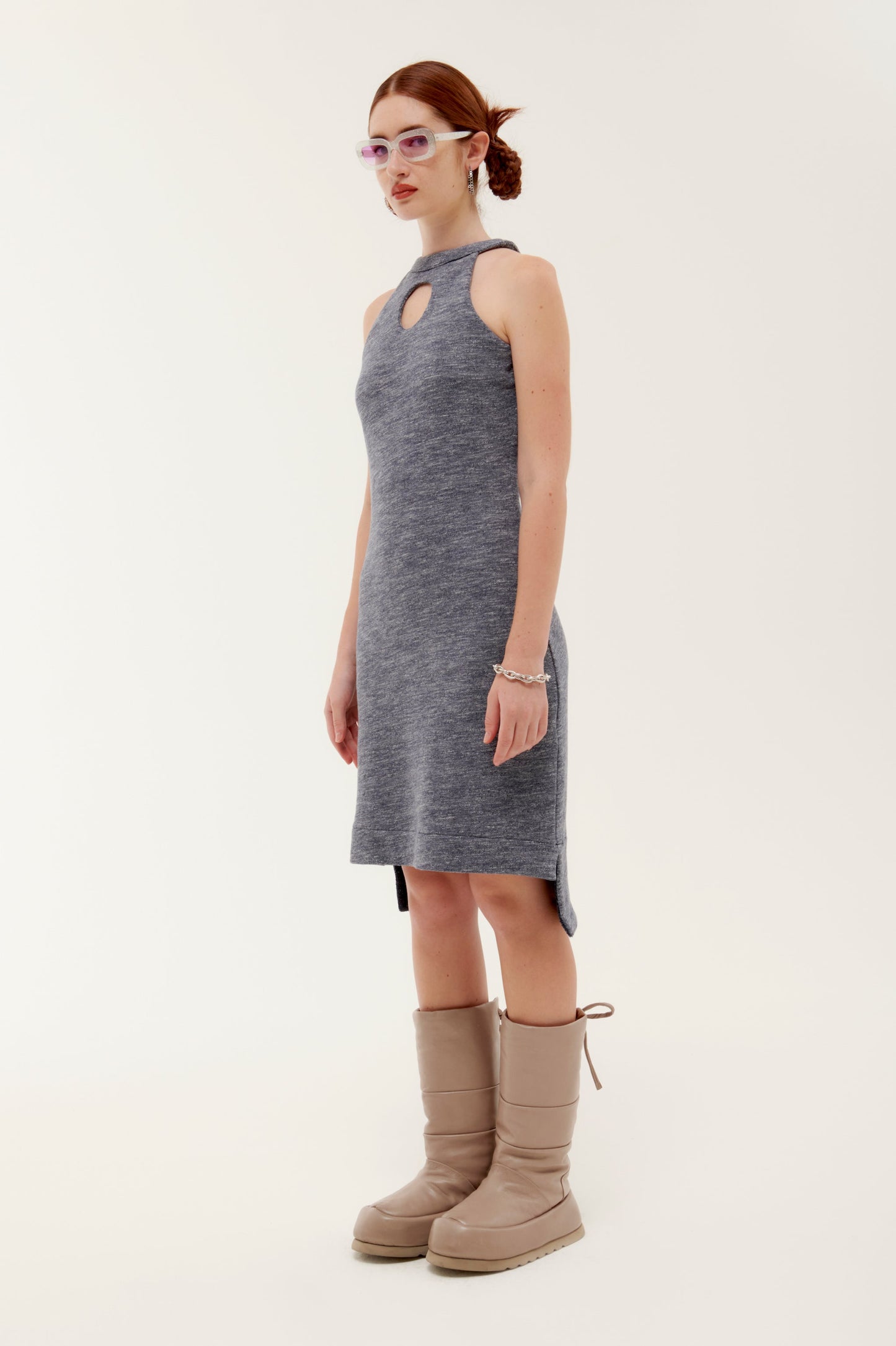 BLUE TEXTURED MINI "MOON DRESS"