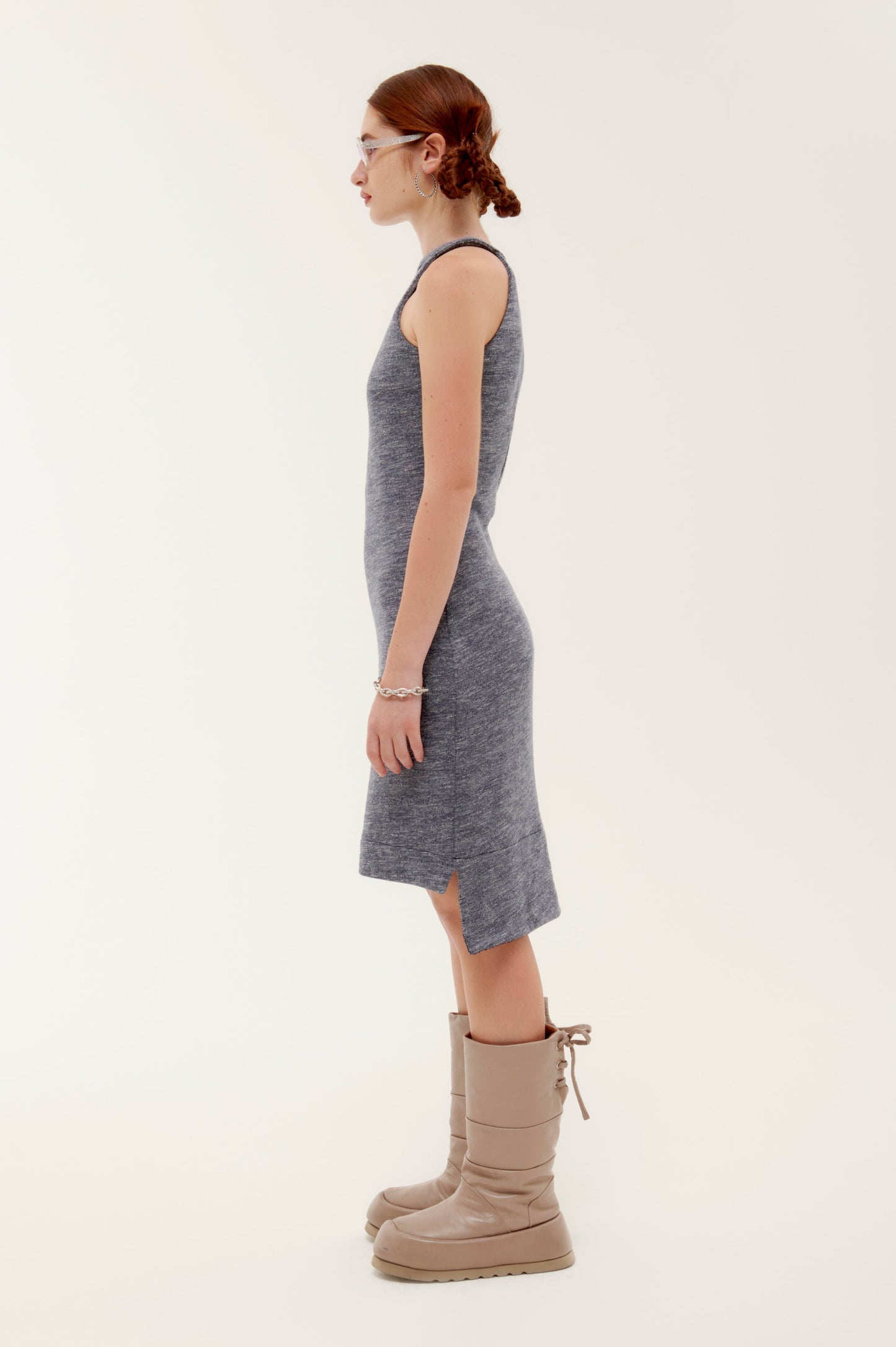 BLUE TEXTURED MINI "MOON DRESS"