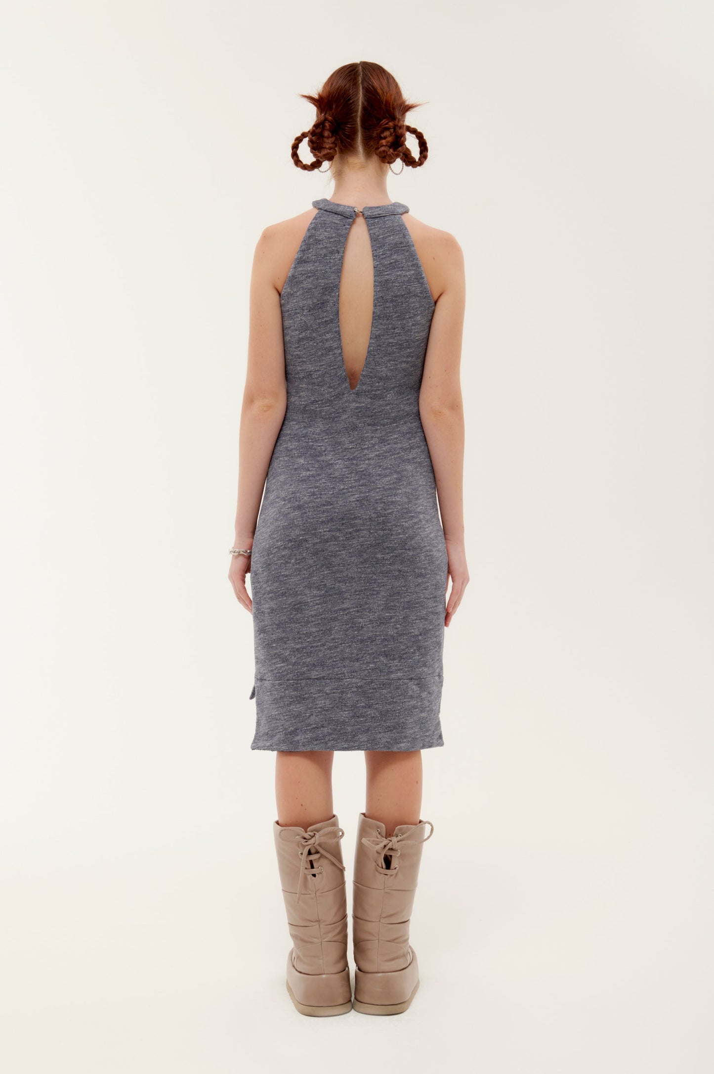 BLUE TEXTURED MINI "MOON DRESS"