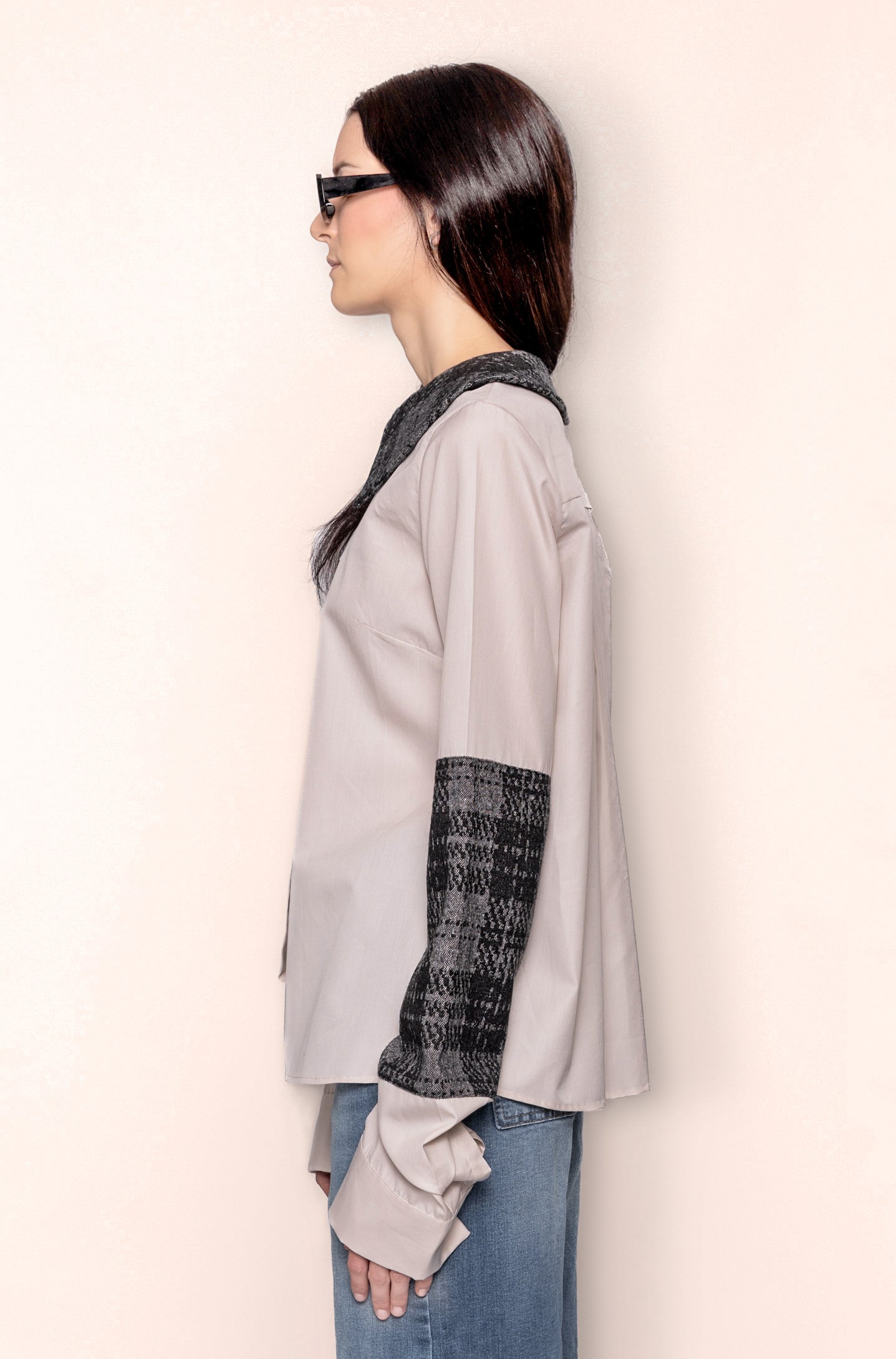 POPELINE & WOOL LONG SLEEVED SHIRT