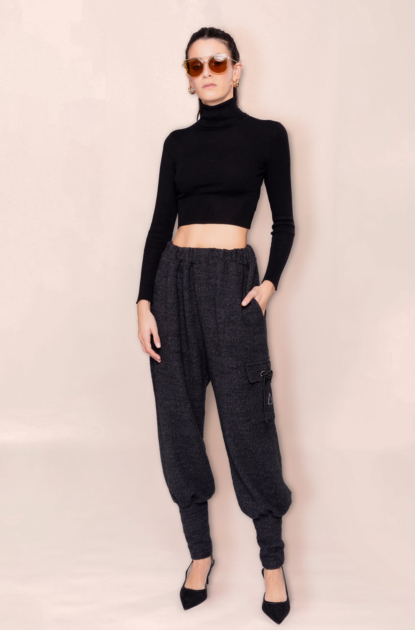 STONE NOIR COTTON CHIC TROUSERS