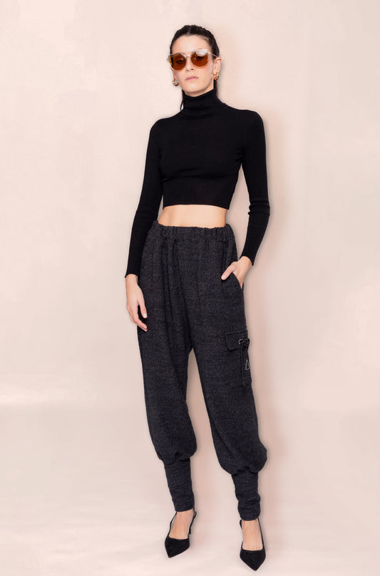 STONE NOIR COTTON CHIC TROUSERS