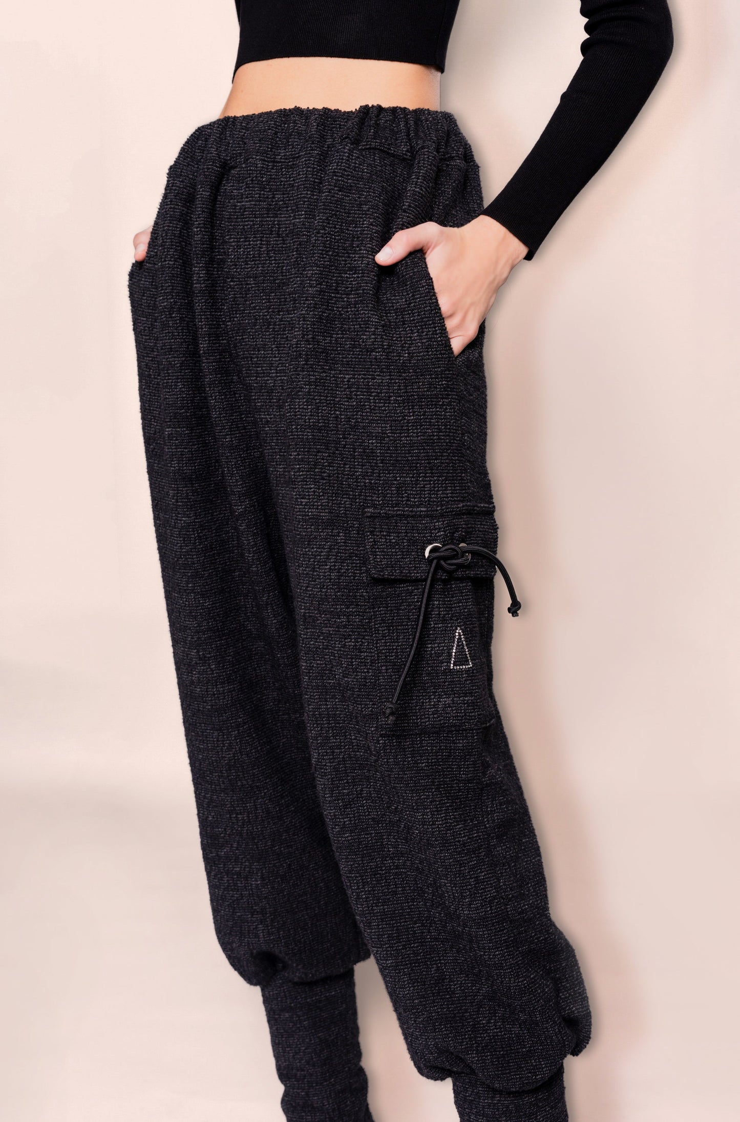 STONE NOIR COTTON CHIC TROUSERS