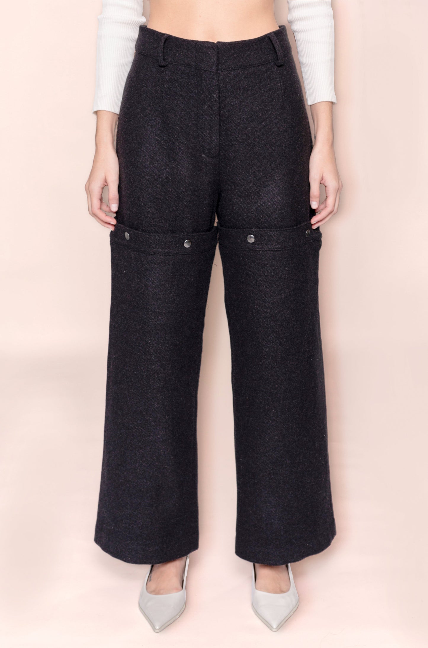 WOOLEN NOIR TELESCOPE TROUSERS