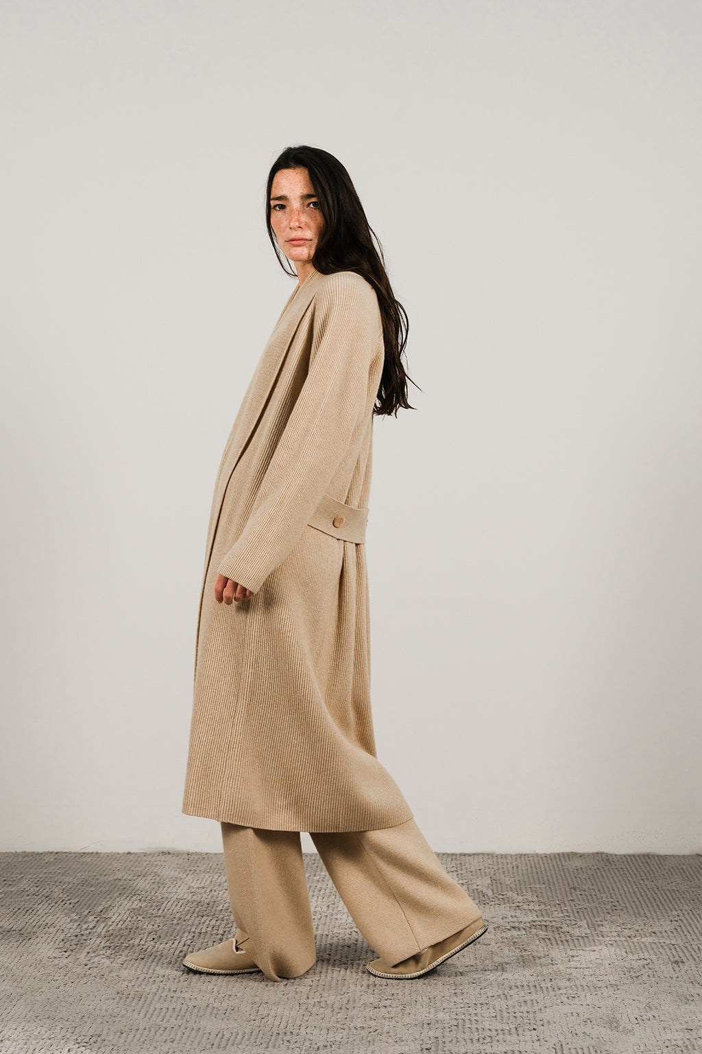 CASHMERE MIX SHAWL-COLLAR MAXI CARDIGAN