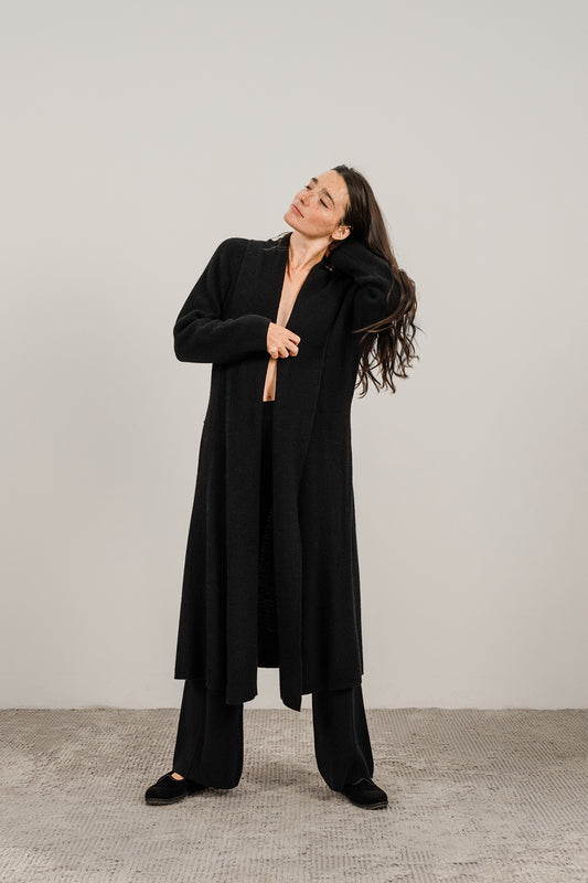 CASHMERE MIX SHAWL-COLLAR MAXI CARDIGAN