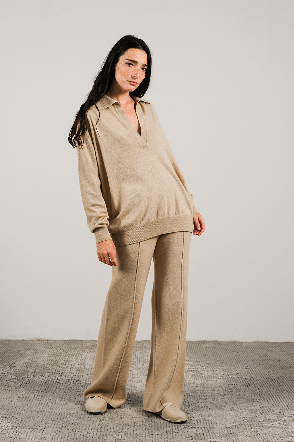 CASHMERE MIX WIDE LEGGED TROUSERS