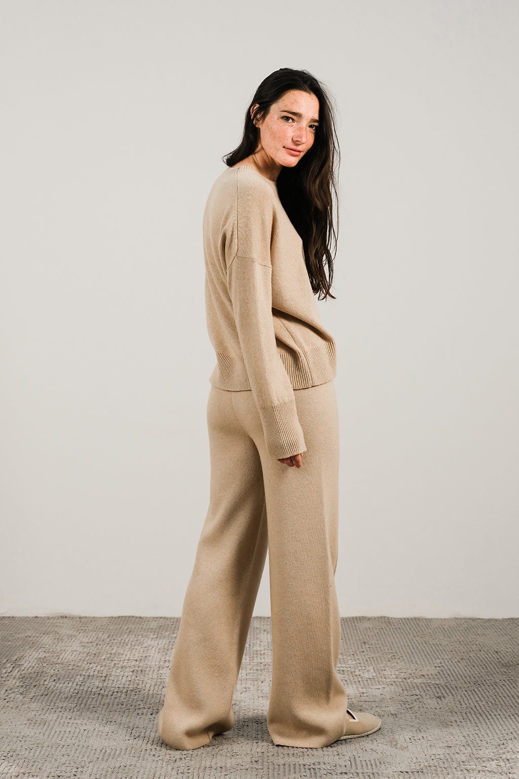 CASHMERE MIX WIDE LEGGED TROUSERS