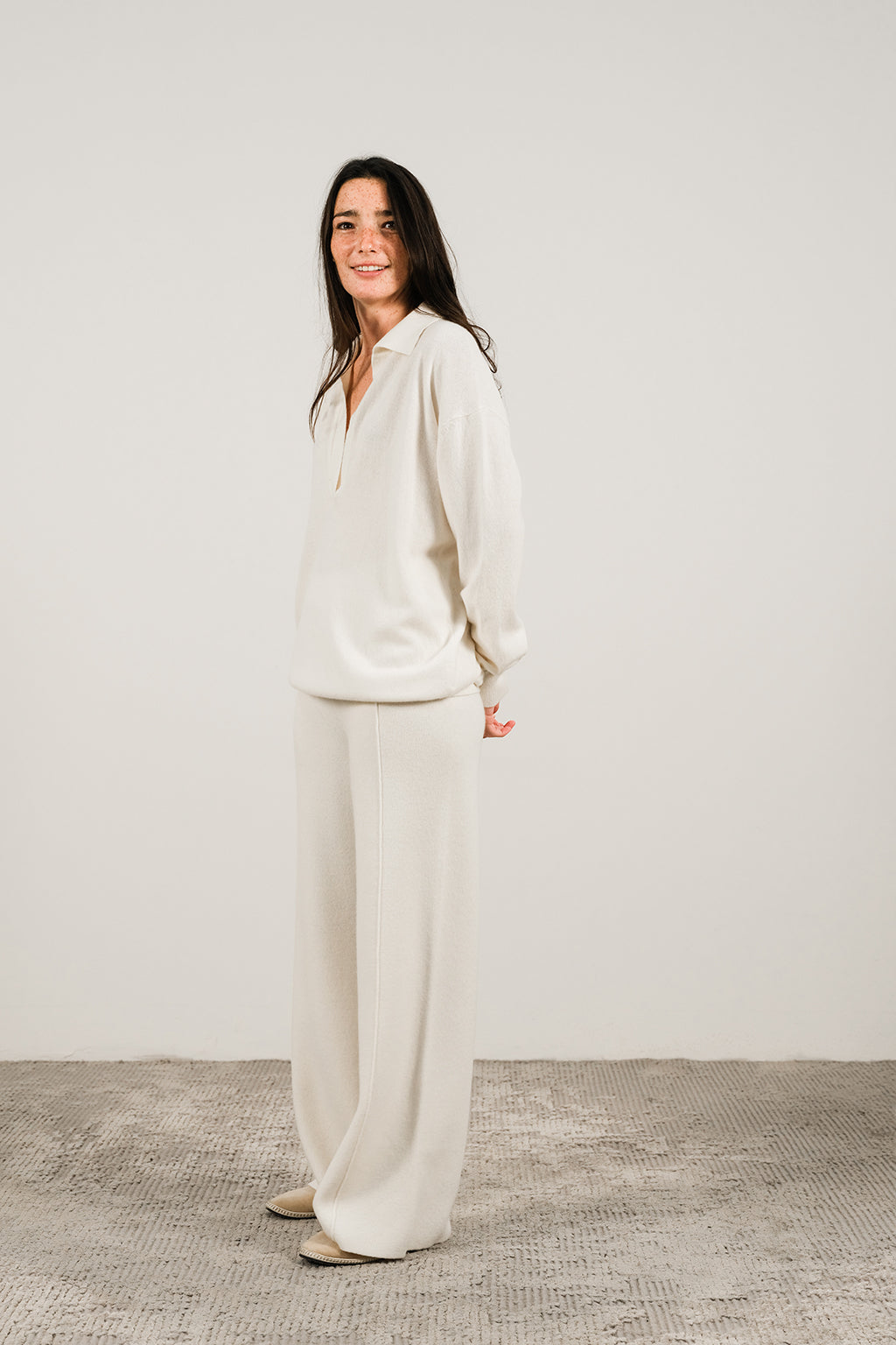 CASHMERE MIX WIDE LEGGED TROUSERS